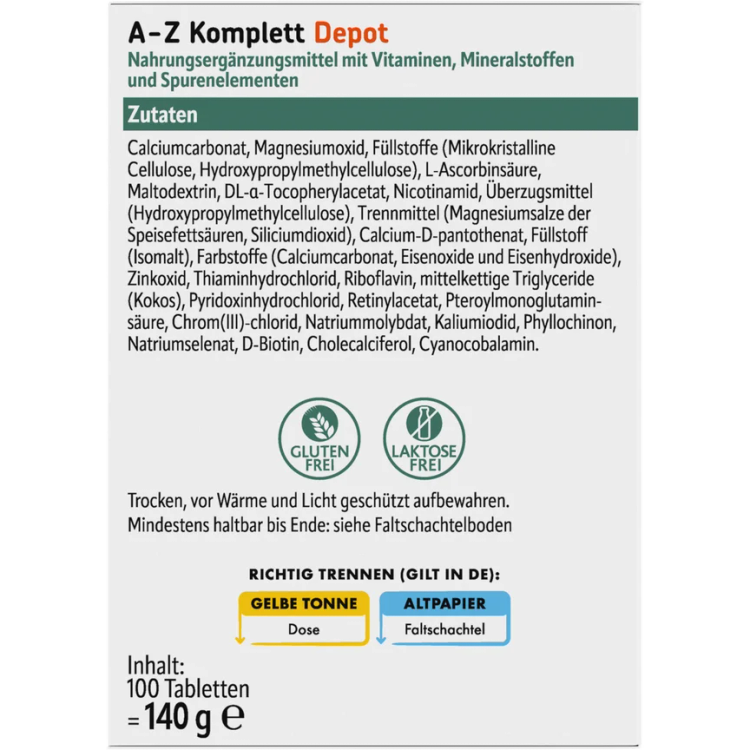 قرص مولتی ویتامین و مینرال A-Z آلتافارما 100 عدد