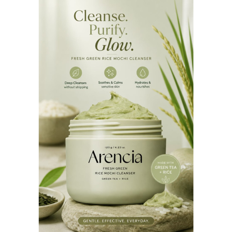 پاک کننده عمقی موچی برنج و چای سبز آرنسیا تسکین دهنده و کنترل کننده چربی پوست Arencia Fresh Green Rice Mochi Cleanser
