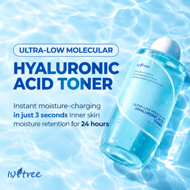 تونر هیالورونیک اسید با وزن مولکولی فوقالعاده پایین ایزنتری Isntree Ultra-Low Molecular Hyaluronic Acid Toner