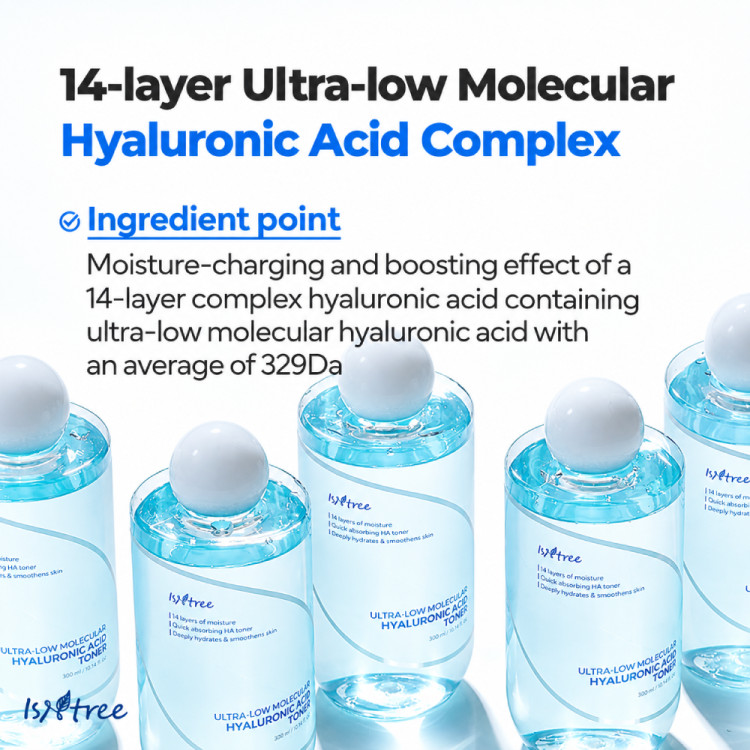 تونر هیالورونیک اسید با وزن مولکولی فوقالعاده پایین ایزنتری Isntree Ultra-Low Molecular Hyaluronic Acid Toner