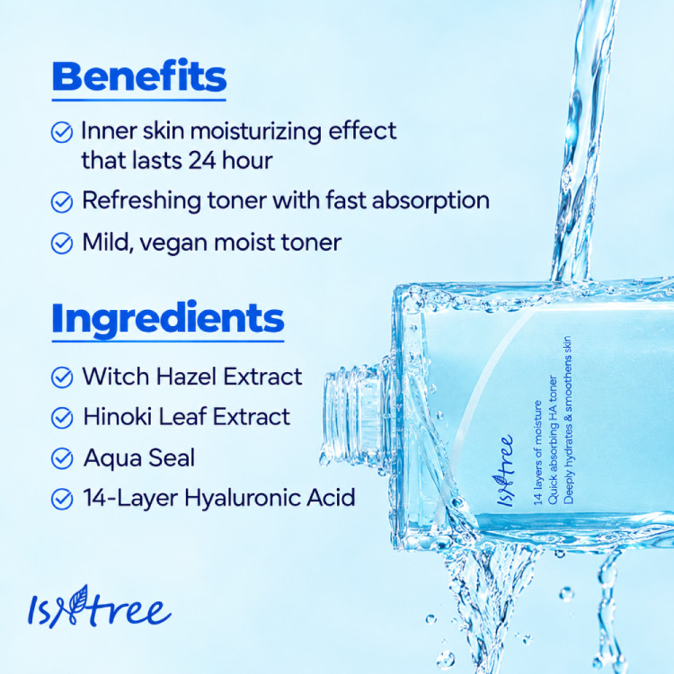 تونر هیالورونیک اسید با وزن مولکولی فوقالعاده پایین ایزنتری Isntree Ultra-Low Molecular Hyaluronic Acid Toner